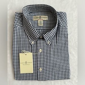 NWT $125 Men’s large Fairway & Greene plaid button down dress shirt. Blue/white